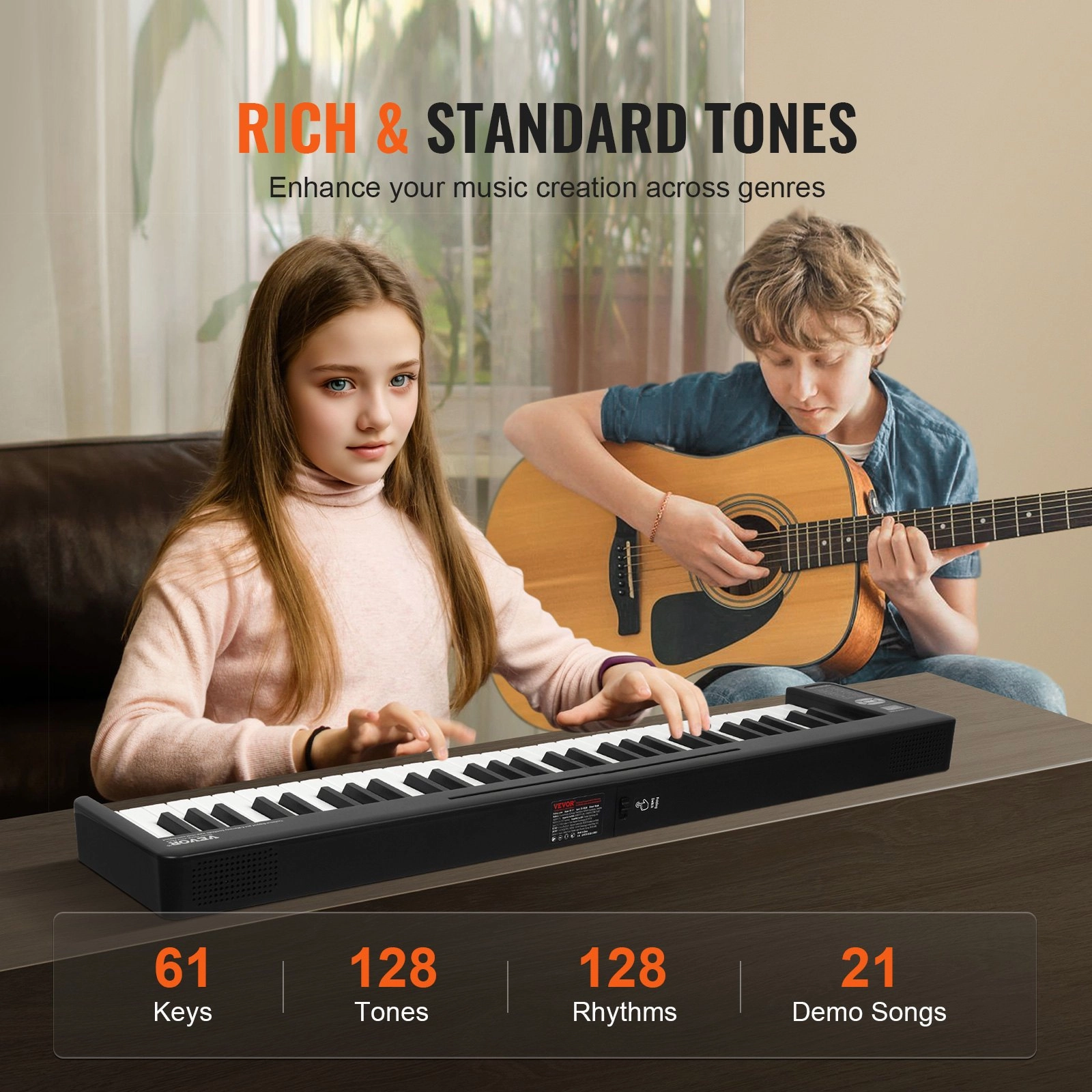 (FINAL PRICES ARE LOWER ON OUR SITE!) VEVOR 61 Key Folding Keyboard Piano Portable Foldable Piano Bluetooth MIDI Black