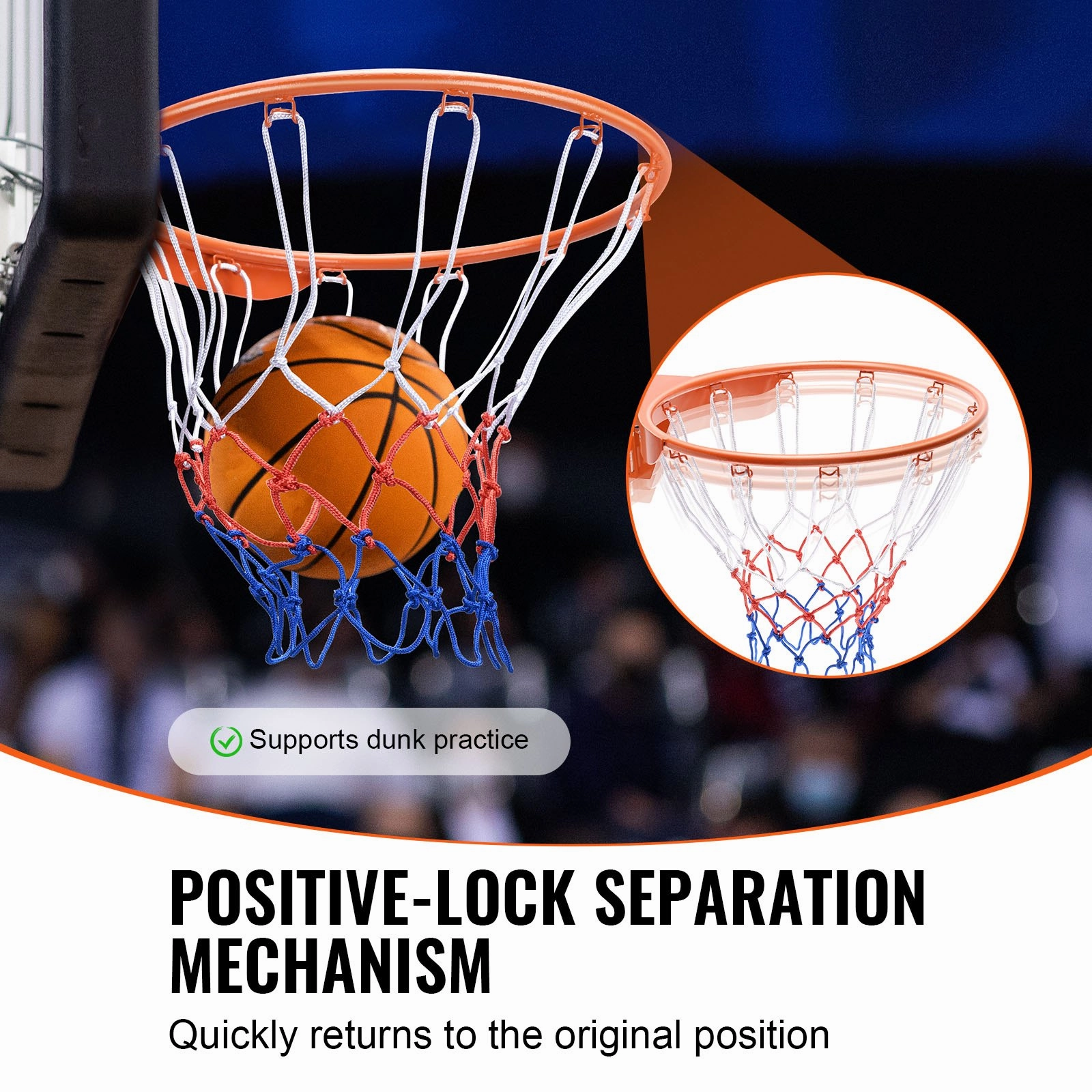 (FINAL PRICES ARE LOWER ON OUR SITE!) VEVOR Basketball Rim, Wall Door Mounted Basketball Hoop, Heavy Duty Q235 Basketball Flex Rim Goal Replacement with Net, Standard 18" Indoor and Outdoor Hanging Basketball Hoop for Kids Adults