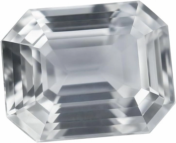 AAA Grade 14.85 Ct Flawless White Colorless Sapphire Loose Emerald Cut Gemstone for jewelry making And Gifting