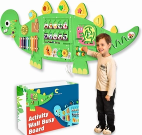 Activity Wall Busy Board, Sensory Wall Panel for Kids,12 in 1 Learning Activity Center, Gift Idea for Kids 2-6 Years, Large Busy Board Wooden, Montessori Sensory Toys