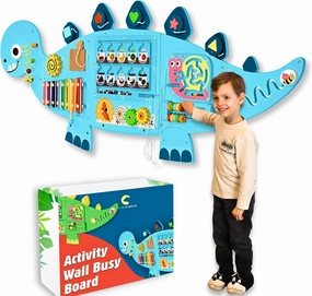 Activity Wall Busy Board, Sensory Wall Panel for Kids,12 in 1 Learning Activity Center, Gift Idea for Kids 2-6 Years, Large Busy Board Wooden, Montessori Sensory Toys