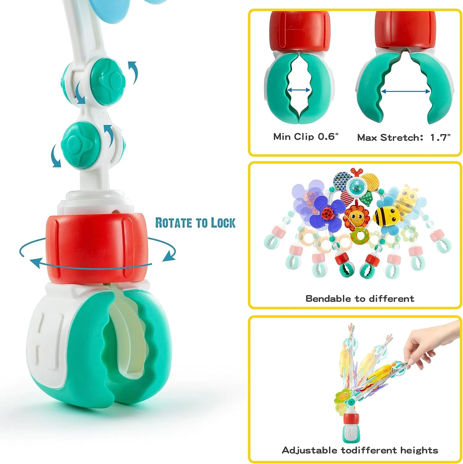 Adjustable Arch Bassinet Toys for Infant & Toddlers, Stroller Arch, Baby Crib Toys with Fascinating Toys for Stimulating Baby’s Senses and Developing Motor Skills