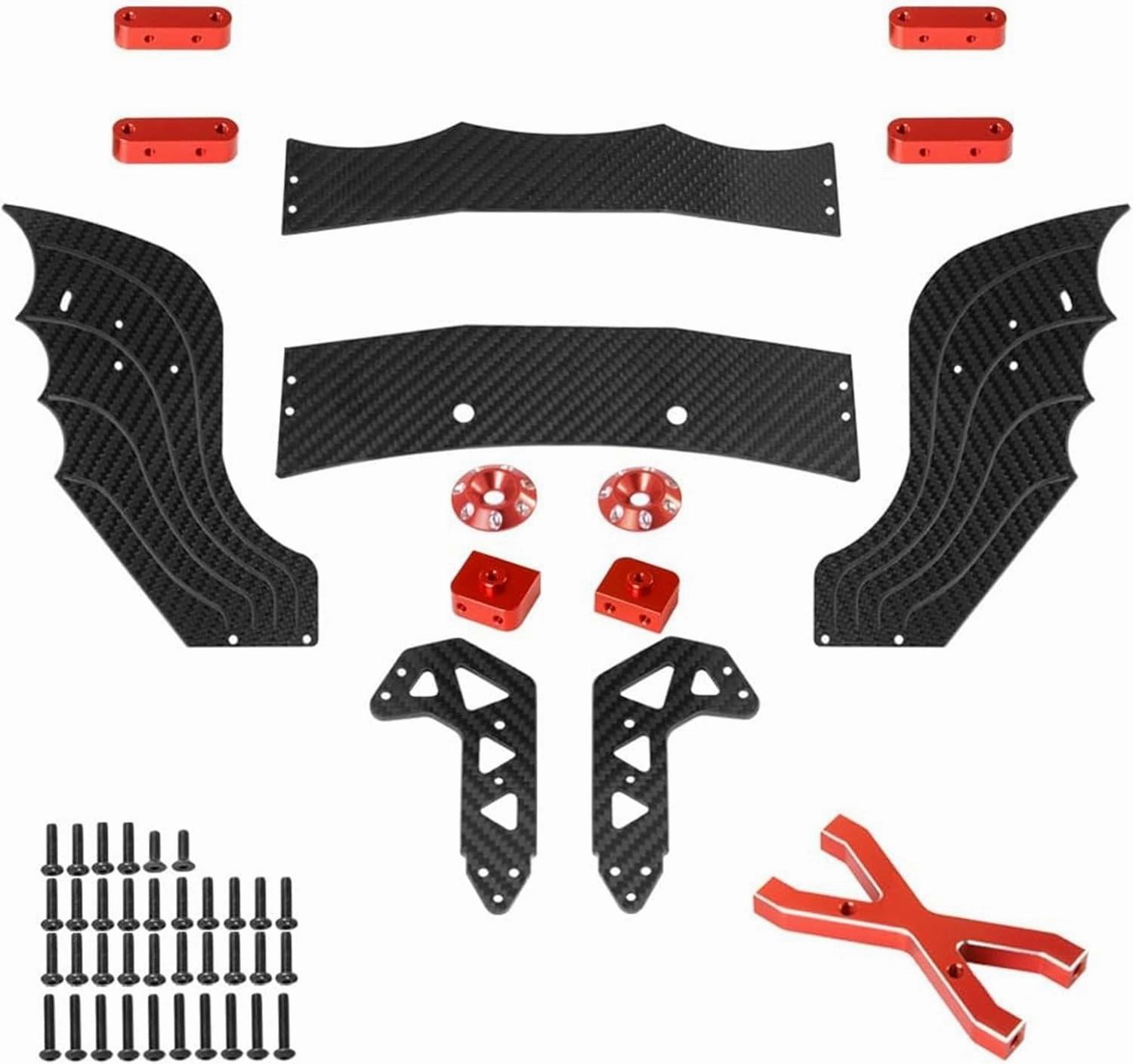 Adjustable Carbon Fiber Rear Wing Mount Set for 1/7 Arrma 6s Limitless F1 Upgrades Parts (Black)
