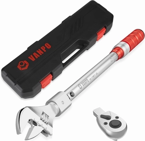 Adjustable Torque Wrench, 10-170 Ft-Lb/13.6-230.5 Nm, 38MM Open End Torque Wrench, 1/2 Inch Drive Torque Wrench with Interchangeable Jaw & Ratchet Head for HVAC, Car, Moto, Heat Pump Piping