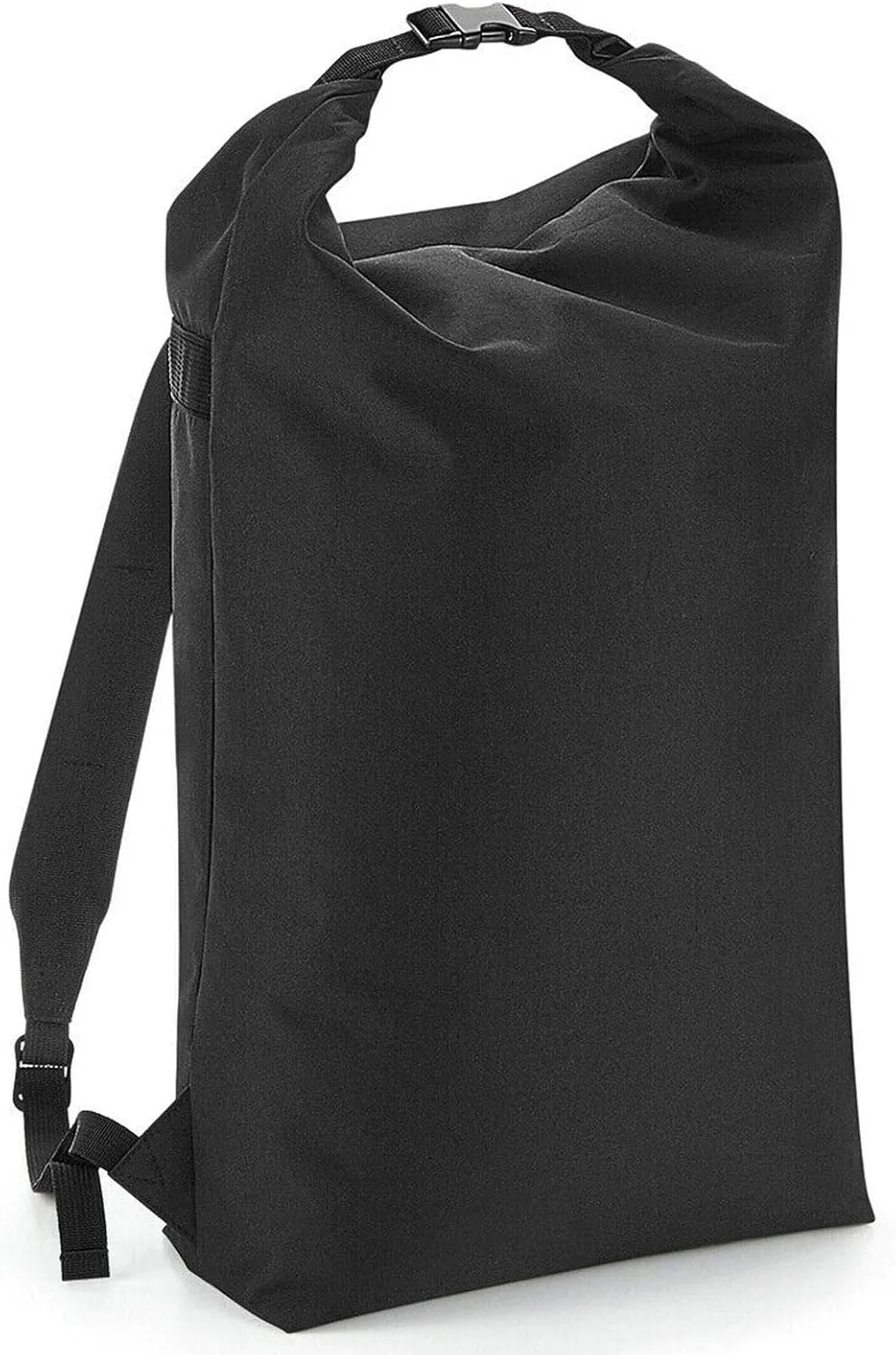 Adults Travel Use Waterproof Clip Closure Bag Rucksack Icon Roll Top Backpack Black One Size