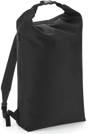 Adults Travel Use Waterproof Clip Closure Bag Rucksack Icon Roll Top Backpack Black One Size