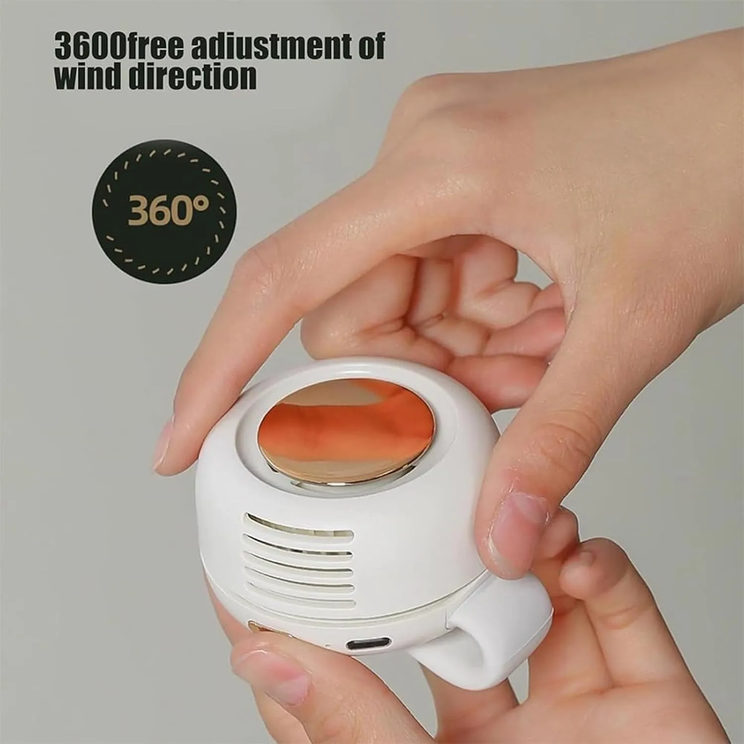 Aerio Clip on Fan, Portable Silent Mini Bladeless Electric Fan, 3 Speed Clip on Fan for Shirt, 360 Adjustable Wind Direction, Mini Whirlwind Fans for Waist Clips, For Outdoor, Travel Office (White)