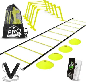 Agility Ladder Speed Training Equipment Includes 5 Speed Hurdles Agility Speed Ladder, Jump Rope, Cones, Soccer Training Equipment for Kids - Football Training Equipment