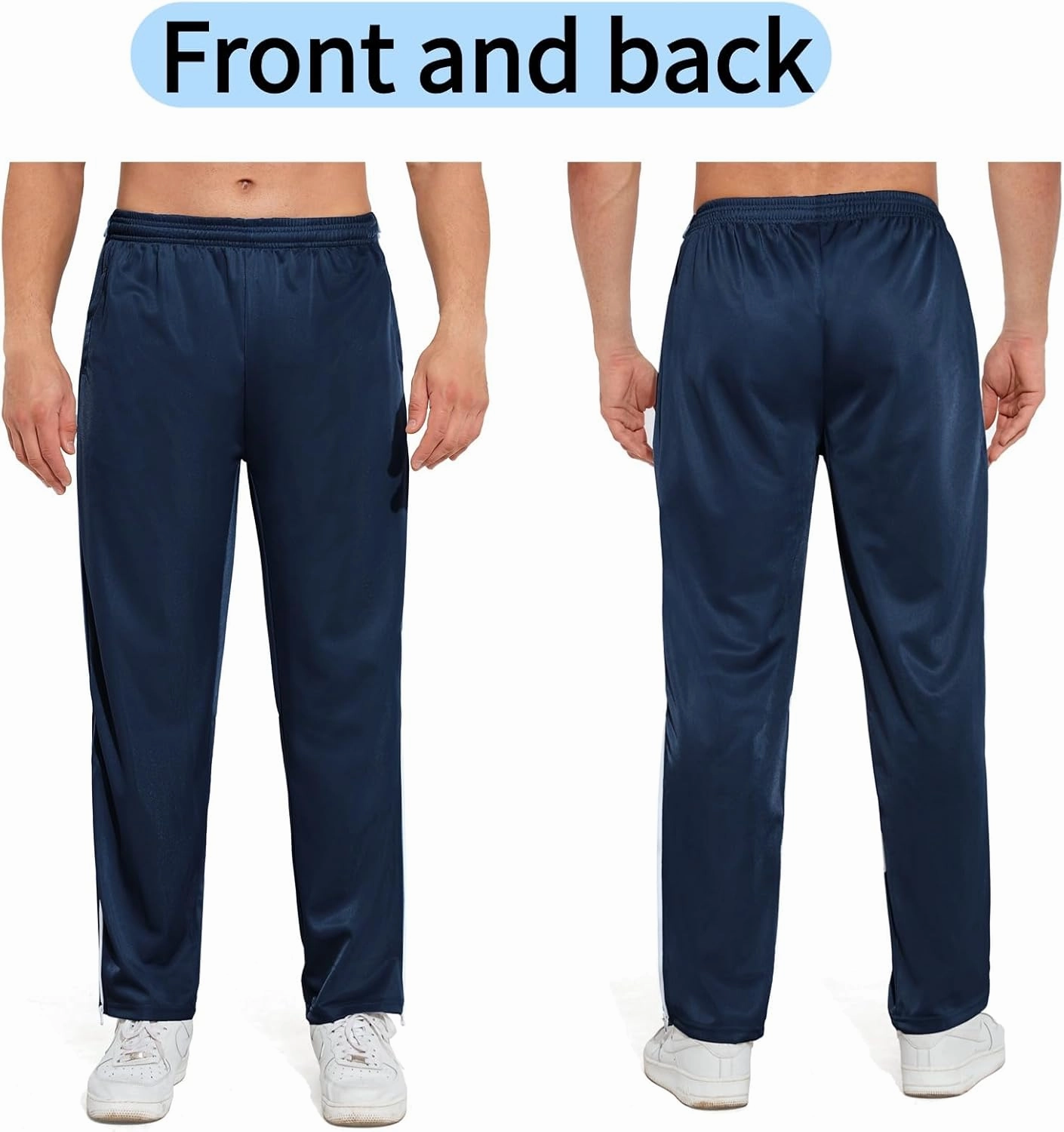 AIFARLD Tear Away Pants for Men Side Zippers Mens Sweatpants with Pockets for Basketball Knee/Leg Post-Surgery