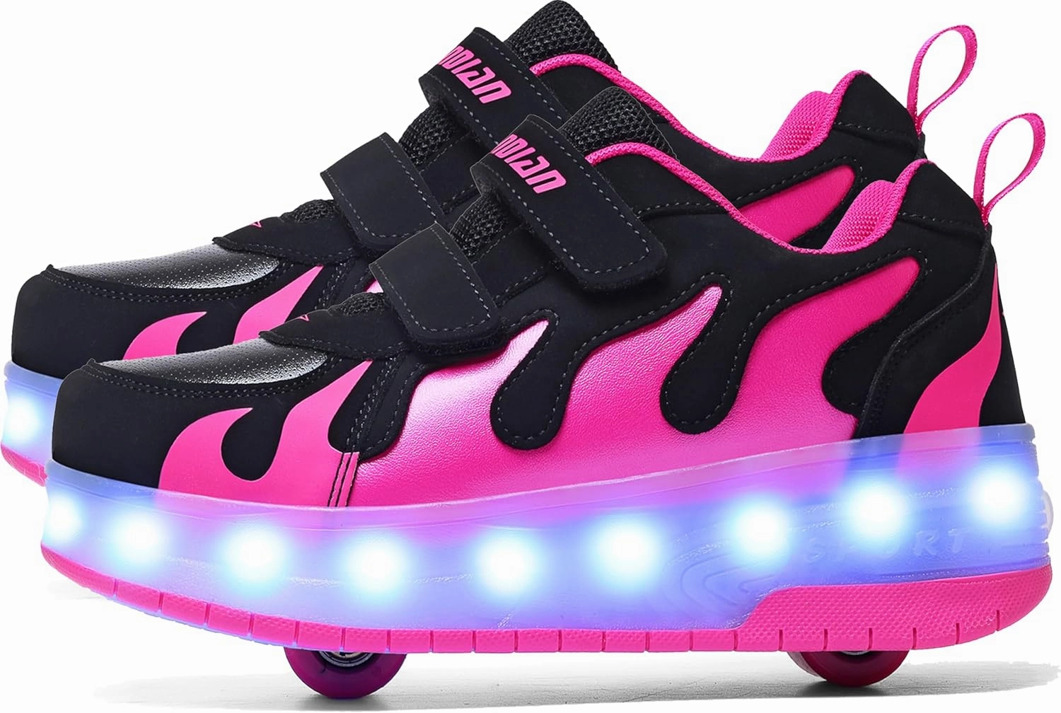 Aikuass USB Chargable LED Light Up Roller Shoes Wheeled Skate Sneaker Shoes for Boys Girls Kids