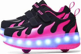Aikuass USB Chargable LED Light Up Roller Shoes Wheeled Skate Sneaker Shoes for Boys Girls Kids