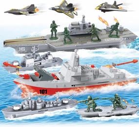 Aircraft Carrier Toy Playset, Military Toys, Launch Toy with 12 Pcs Green Army Men, 3 Small Yets Planes, 3 Toy Boat, Army Toy Gifts for Toddler Kids Boys Ages 3 4 5 6 Years Old
