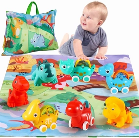 ALASOU 7 PCS Dinosaur Fantastic Creatures Car Toys with Playmat/Storage Bag|Baby Toys for 1 2 Year Old Boy|1st Birthday Gifts for Toddler|1 Year Old Boy Gift for Infant 12 18 Months
