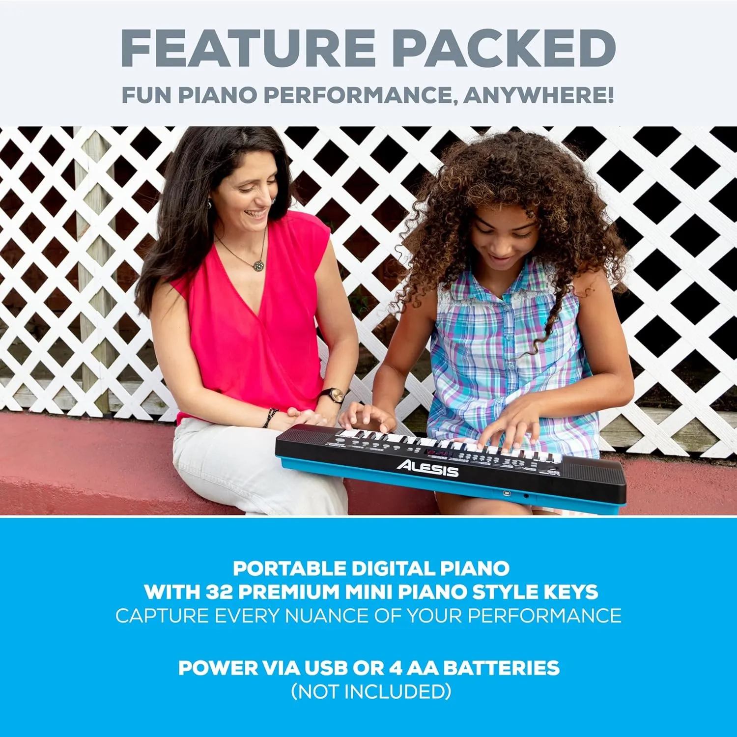 Alesis Melody 32 – Electric Keyboard Digital Piano with 32 Keys, Speakers, 300 Sounds, 300 Rhythms, 40 Songs, USB-MIDI Connectivity and Piano Lessons