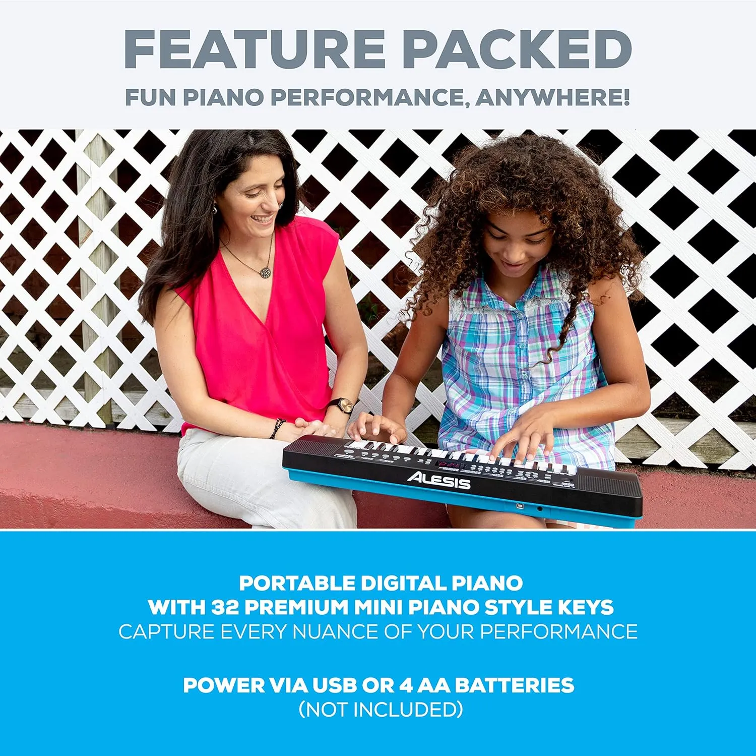 Alesis Melody 32 – Portable 32 Key Mini Digital Piano/Keyboard with Built-in Speakers   Numark HF125 - On-Ear Headphones with 6ft Cable