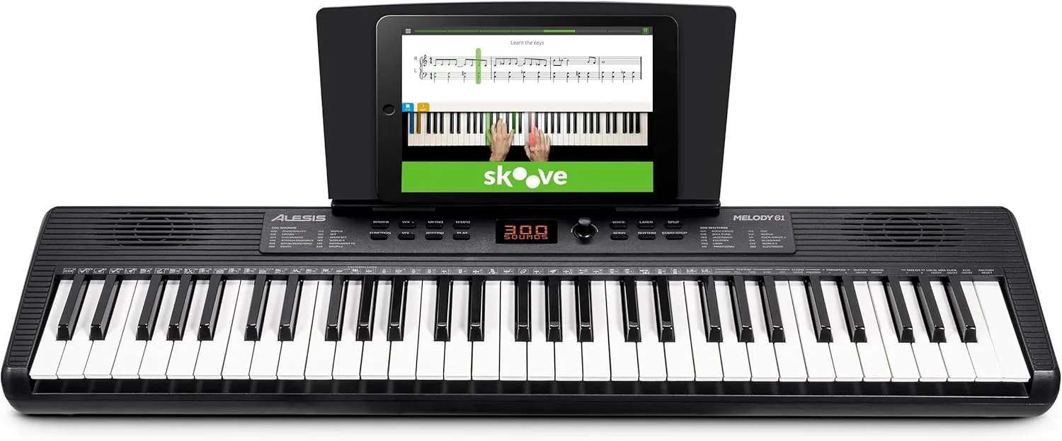 Alesis Melody 61 MK4 Keyboard Piano for Beginners with 61 Keys Speakers, Tablet/Sheet Music Stand, 300 Sounds and Music Lessons