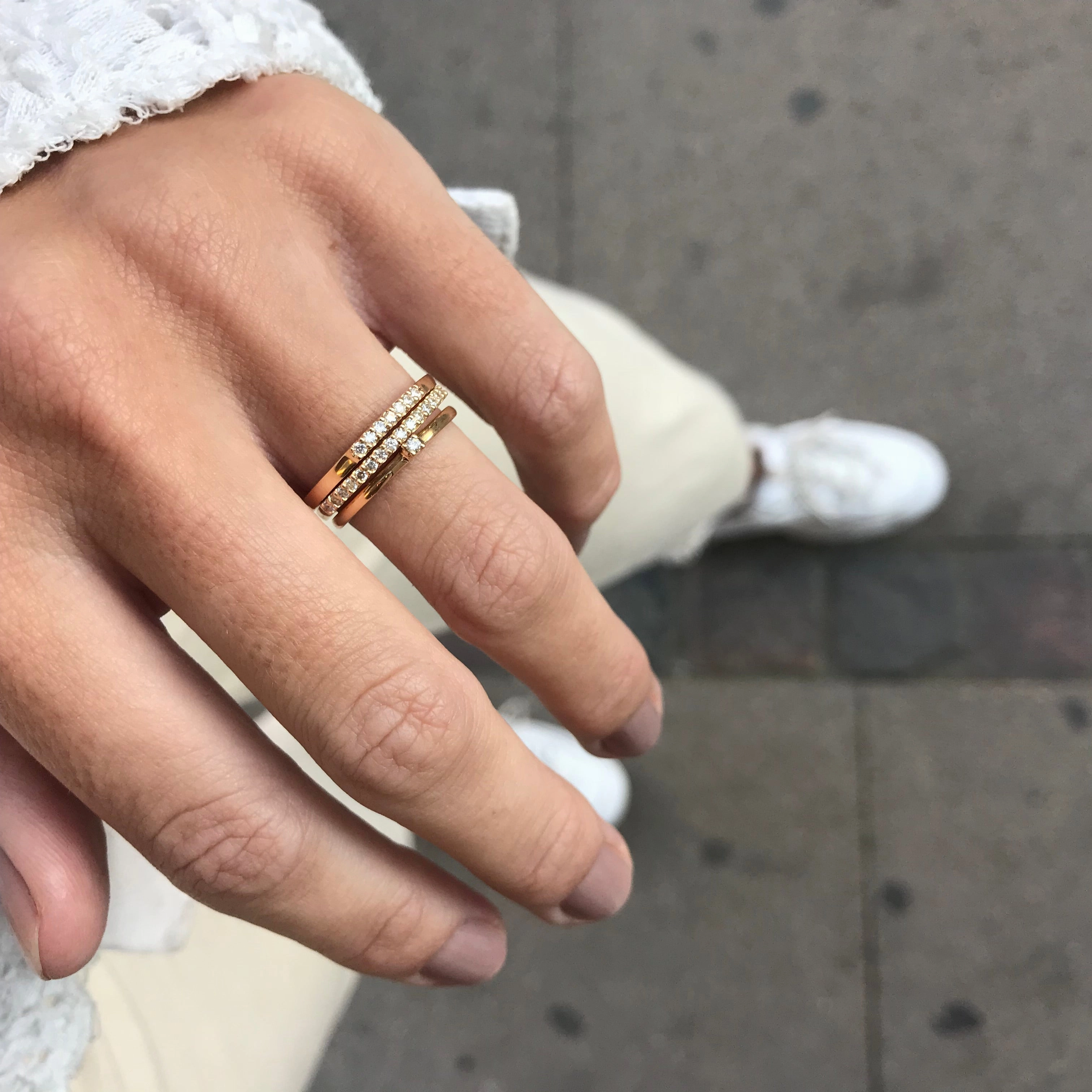 ALIGNED, 1/6-Line Ultra Light Ring, Gold/White