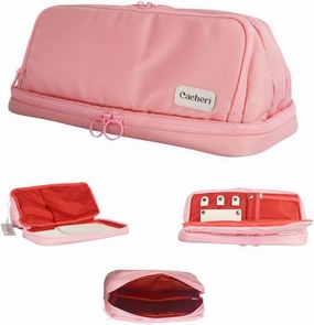 All in One Toiletry Bag for Women Makeup, Jewelry & Hair Tool Organizer with Heat-Resistant Pocket Travel Cosmetic Case with Red Lining
