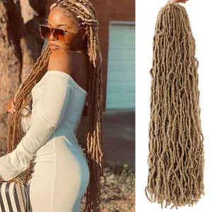 Alrence Faux Crochet Hair blonde 30 Inch, 7 Pack Soft Locs Natural Synthetic Pre-Looped Crochet Braids For Goddess Locs (30 Inch Pack of 7, 27 Oz)