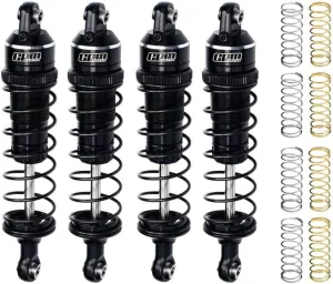 Aluminum Alloy Adjustable Shocks 87mm 4Pc Front and Rear for Traxxas 1:16 Mini Maxx 4WD 107154-1 / Mini XRT VXL-3S 108076-1 Monster Truck Upgrades - Black