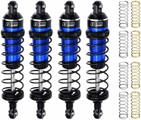 Aluminum Alloy Adjustable Shocks 87mm 4Pc Front and Rear for Traxxas 1:16 Mini Maxx 4WD 107154-1 / Mini XRT VXL-3S 108076-1 Monster Truck Upgrades - Blue