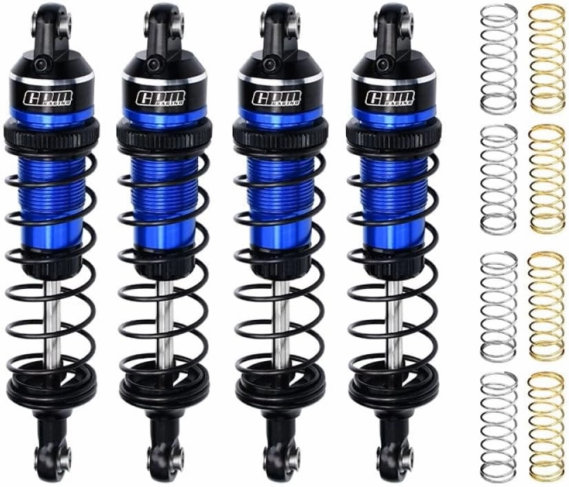 Aluminum Alloy Adjustable Shocks 87mm 4Pc Front and Rear for Traxxas 1:16 Mini Maxx 4WD 107154-1 / Mini XRT VXL-3S 108076-1 Monster Truck Upgrades - Blue
