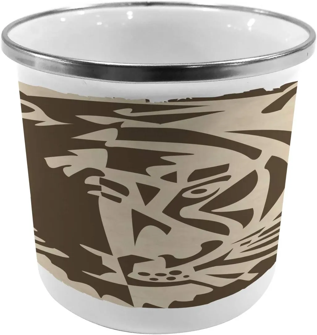 Ambesonne Tiger Steel Camping Mug, Abstract Big Jungle Cat Predator Feline Grunge Elements Savannah Hunting Action Image, Printed Thermal Cup for Camping and Outdoor Activities, Tan Brown