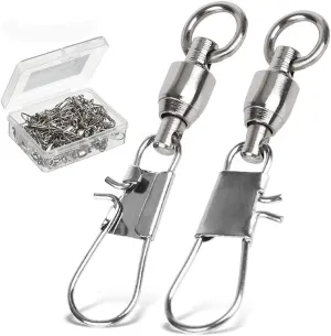 AMYSPORTS Fishing Swivels with Interlock Snap Ball Bearing Swivels Fishing Snap Swivels Saltwater Freshwater Fishing Tackle Leader Lure Jigs Line Fishing Connector