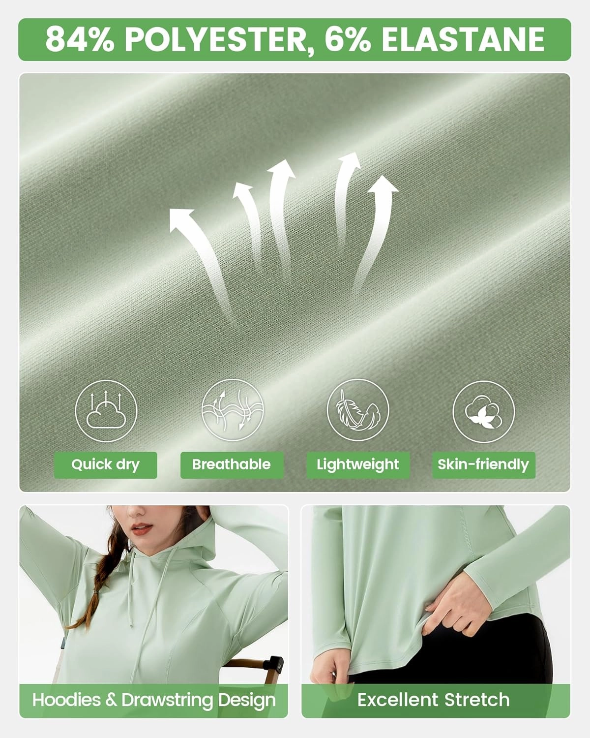 Angel season Sun Shirt for Women Long Sleeve Hoodies Lightweight Hiking Elastic Workout Clothing Fishing Running Outdoor
