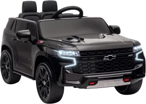 Aosom Licensed Chevrolet Tahoe Car for Kids, 12V Ride on Car with Parent Remote Control, LED Lights, Music, 4 Wheeler Suspension, 3 Speeds, Kids Electric Vehicle for Aged 3 , Black