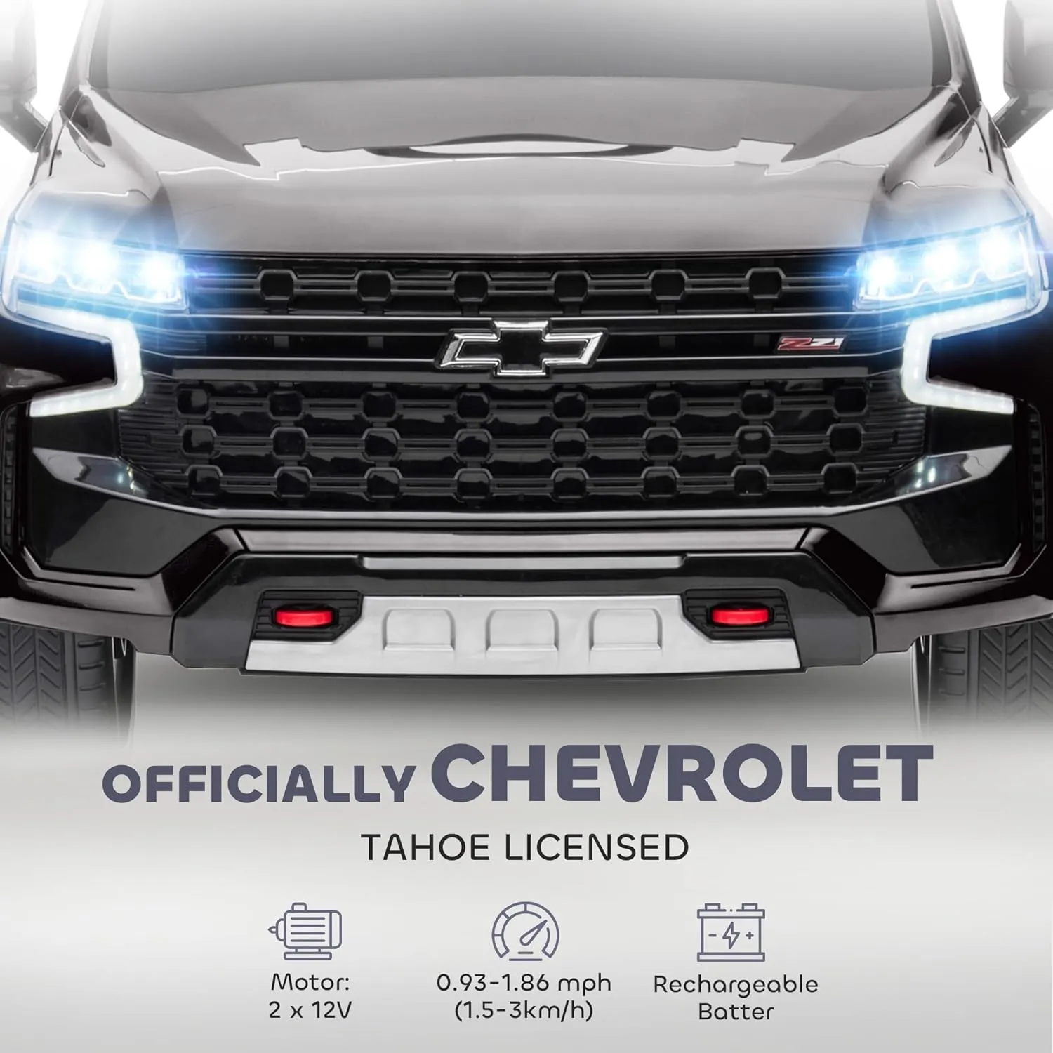 Aosom Licensed Chevrolet Tahoe Car for Kids, 12V Ride on Car with Parent Remote Control, LED Lights, Music, 4 Wheeler Suspension, 3 Speeds, Kids Electric Vehicle for Aged 3 , Black