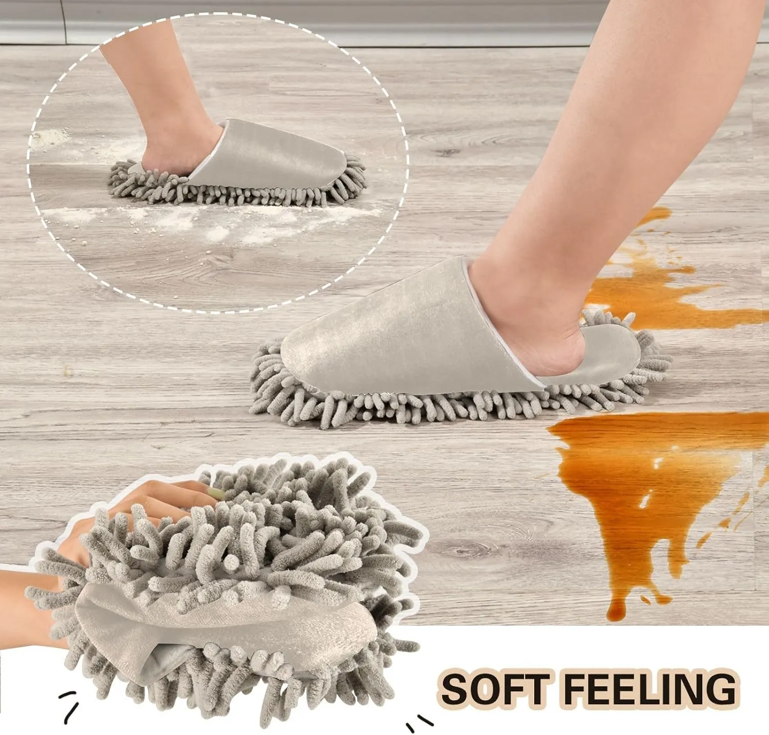 Aqua Mop Slippers Washable Floor Cleaning Mop Slippers for Wood Floor