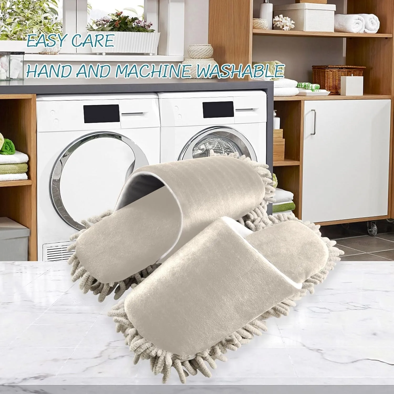 Aqua Mop Slippers Washable Floor Cleaning Mop Slippers for Wood Floor