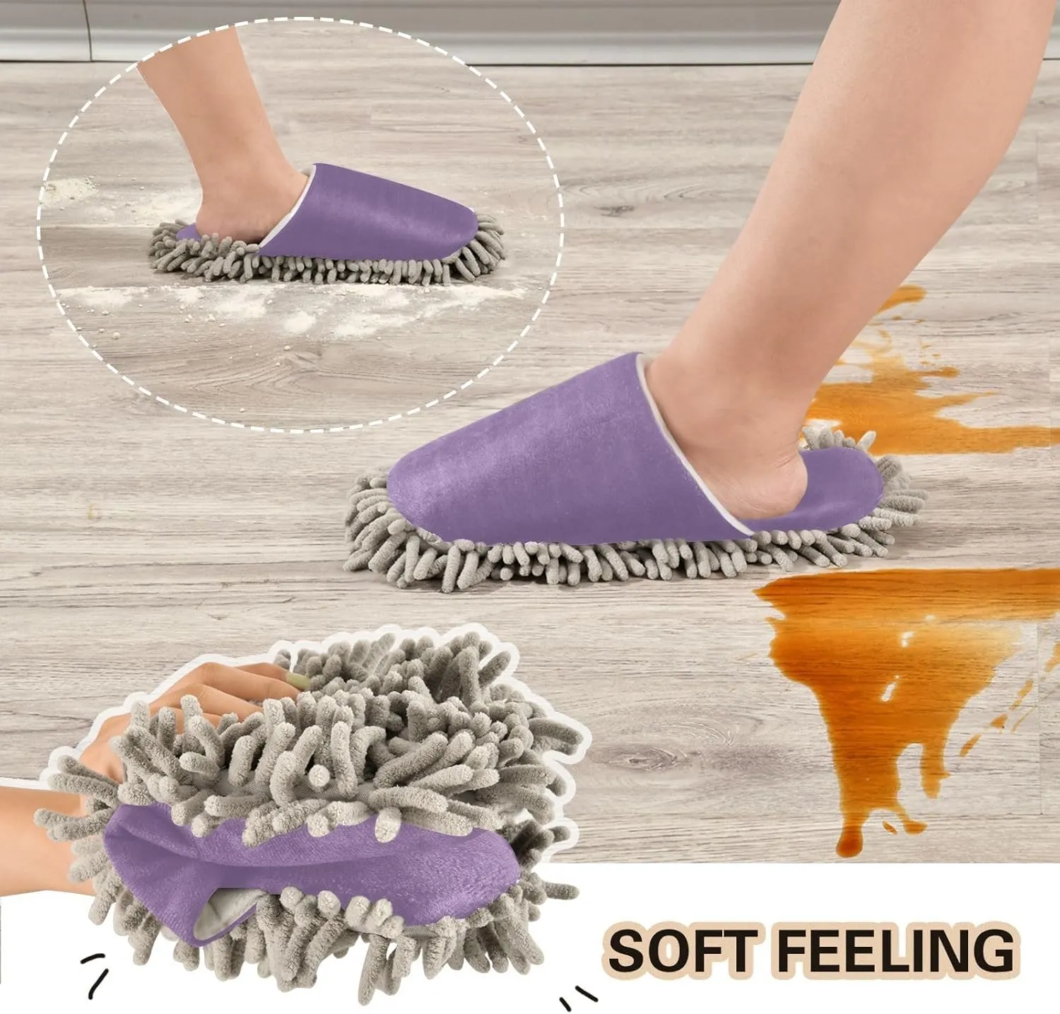 Aqua Mop Slippers Washable Floor Cleaning Mop Slippers for Wood Floor