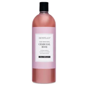 Archipelago Botanicals Charcoal Rose Hand Wash Refill, Liquid Hand Soap Refill, Fragrances with Rose, Charcoal and Black Cassis, 33 fl oz