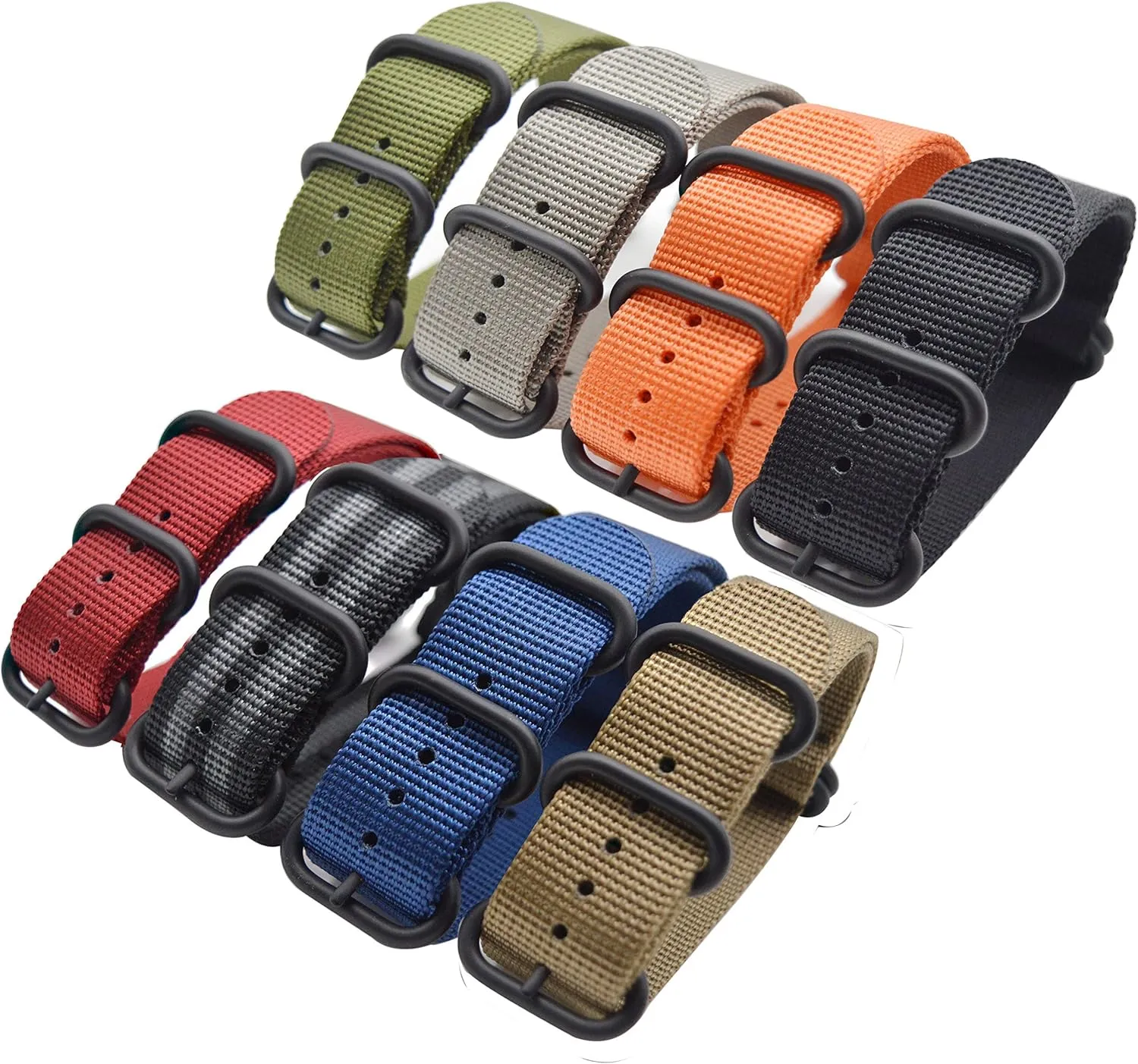 ArtStyle Watch Band with Ballistic Nylon Material Strap and High-End Black Buckle (Matte Finish Buckle)