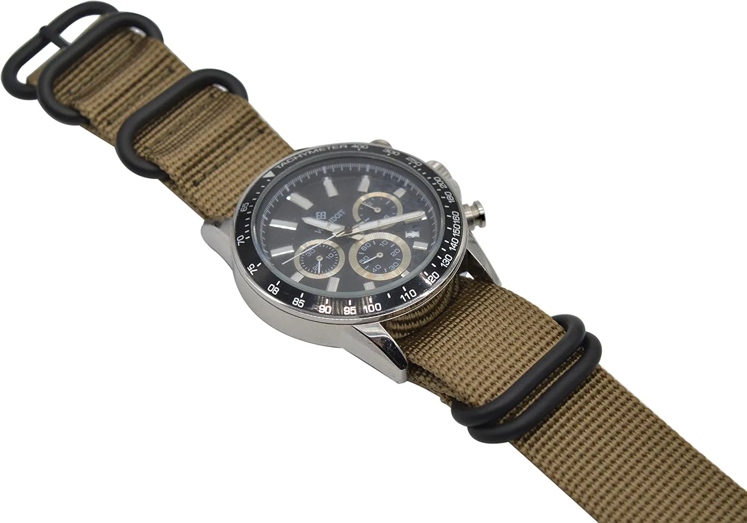 ArtStyle Watch Band with Ballistic Nylon Material Strap and High-End Black Buckle (Matte Finish Buckle)