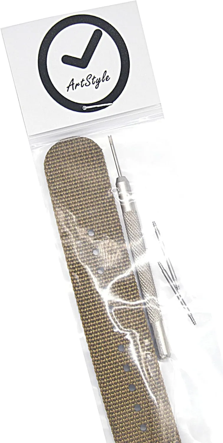 ArtStyle Watch Band with Ballistic Nylon Material Strap and High-End Black Buckle (Matte Finish Buckle)