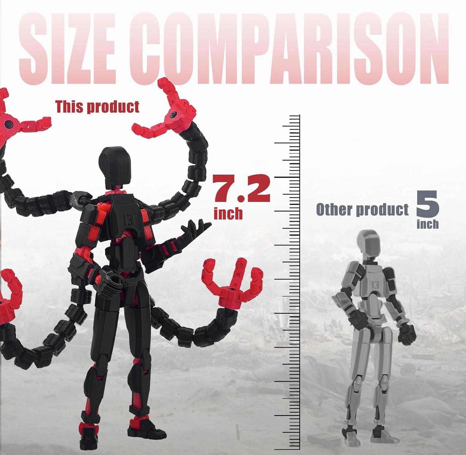 Assembly Completed T13 Action Figure 3D Printed Multi-Jointed Movable T13 Lucky 13 Dummy 13 Nova 13 Robot 13 Action Figure Desktop Decorations for Game Lovers