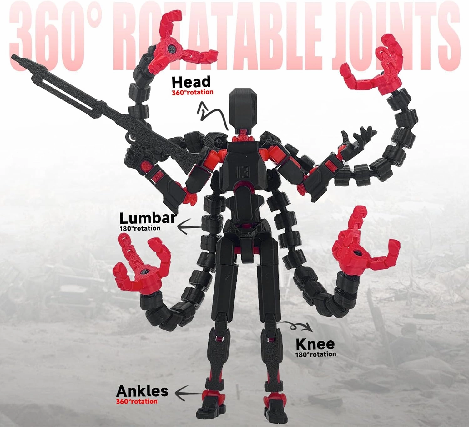 Assembly Completed T13 Action Figure 3D Printed Multi-Jointed Movable T13 Lucky 13 Dummy 13 Nova 13 Robot 13 Action Figure Desktop Decorations for Game Lovers