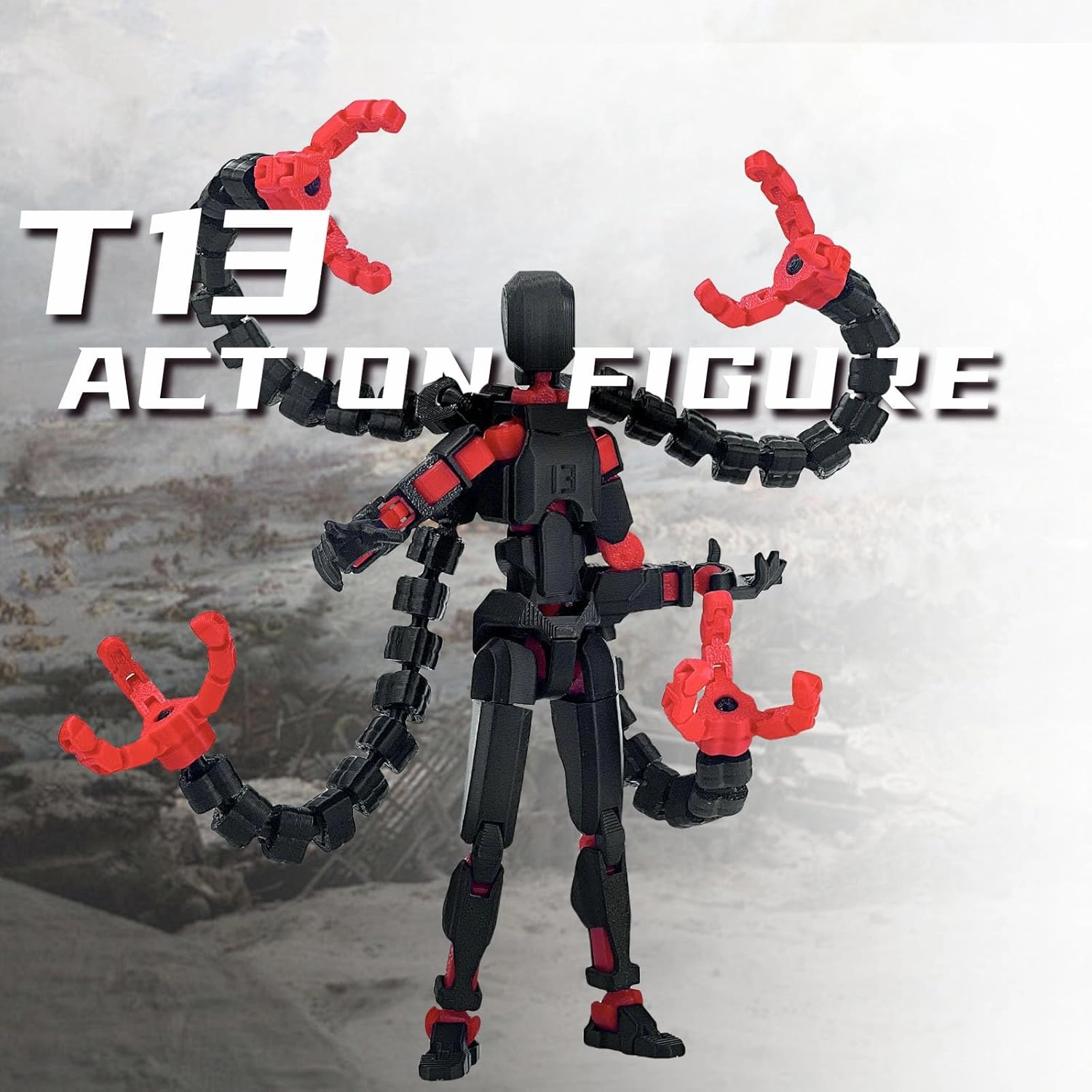 Assembly Completed T13 Action Figure 3D Printed Multi-Jointed Movable T13 Lucky 13 Dummy 13 Nova 13 Robot 13 Action Figure Desktop Decorations for Game Lovers