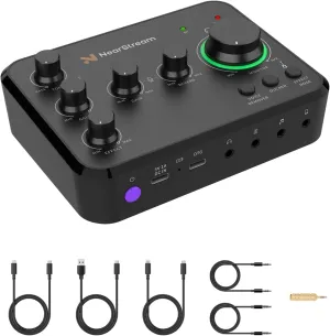 Audio Interface for Recording, Streaming, Podcasting, Rechargeable Audio Mixer with Pro-preamp, 8 Channel, XLR, 48V Phantom Power, Line & DI Inputs, Bluetooth, for PC & Smartphone (AMIX20B)