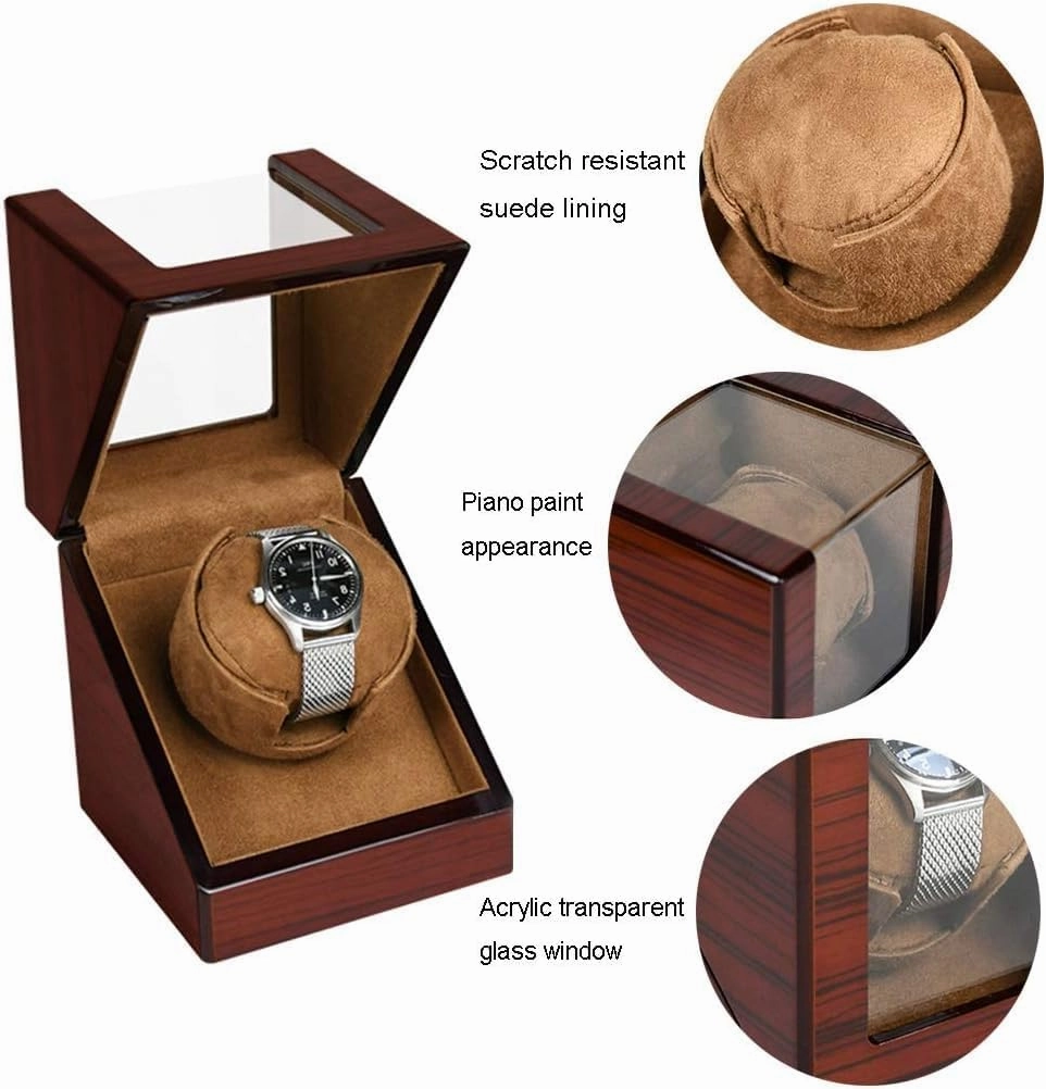 Automatic Watch Winder for Mechanical Watches, Silent Motor, Battery Powered, Carbon Fiber Finish