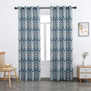 Autumn Dream Chevron Bohemian Grommet Top Bedroom Blackout Curtains Drapes for Living Room,52by96Inch,Blue,1 Panel