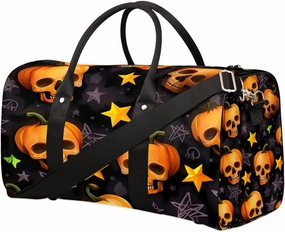 Autumn Pumpkin Stars Travel Duffel Bag for Women Men Waterproof Foldable Overnight Weekender Bag Large Capacity Sports Gym Bag