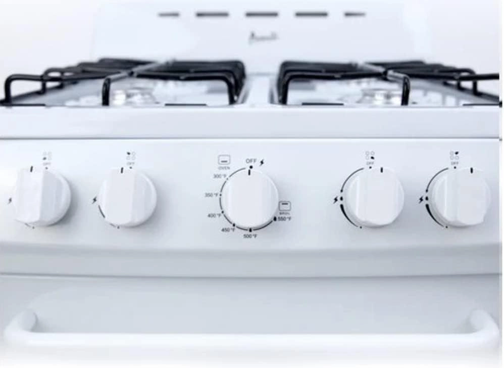 Avanti GRO24P0W Gas Range Oven Compact Freestanding Design, 2.6-Cu.Ft. Capacity 4 Sealed Burners with Electronic Ignition, Includes Broiler Storage Drawer and Accessories, 24-Inch, White