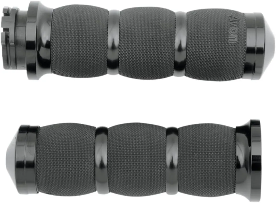 Avon Air Cushioned Black 3-Ring Grips for Harley-Davidson models with Throttle Cables - AIR-90-ANO