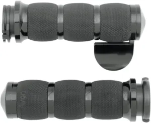 Avon Air Cushioned Black 3-Ring Grips with Throttle Boss for 2008 & Newer TBW Harley Touring Models - AIR-91-ANO-FLY-BOSS
