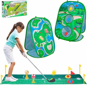 Awsoo 3 in 1 Toddler Golf Set Kids Golf Toys Set for Kids Game for 3 4 5 6 7 Year Old boy Birthday Gift