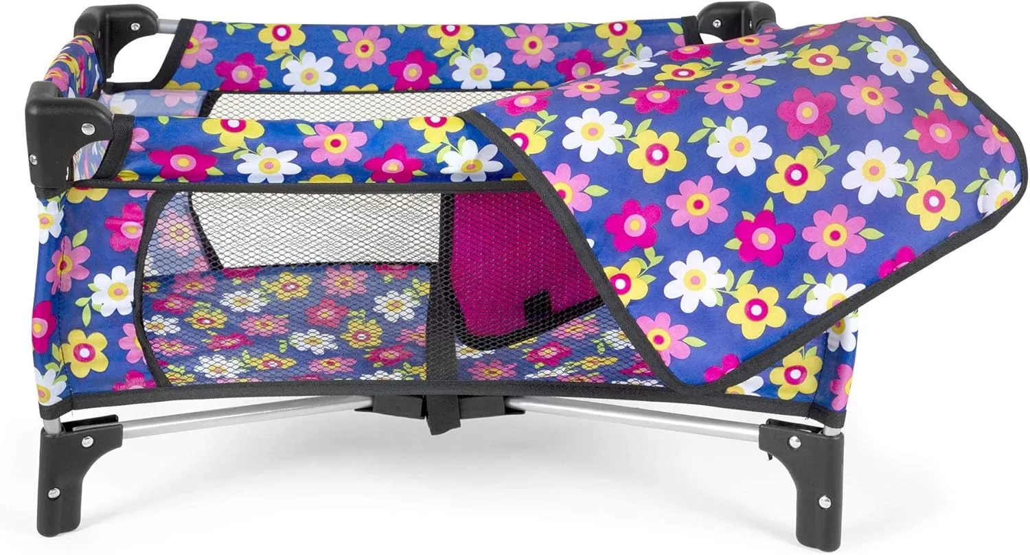 Baby Doll Crib Set, Doll Pack n Play Bassinet Blanket & Carry Bag for Baby Doll Playpen Fits up to 20" in Doll | Allows for Easy Compact Folding for Storage Toy Crib Doll, Excellent Pretend Play Gift